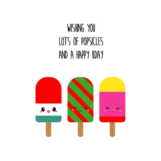 Postkaart WISHING YOU LOTS OF POPSICLES AND A HAPPY BDAY